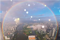 罕见！广州天空出现全圆形彩虹 还是霓虹双显